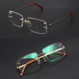 Verkopen Randloze bril 00920 Diamond Cut Lens Unisex zilver goud metalen frame Brillen lunettes rijbril Cut top Lens brillenmonturen heren Dames Nieuwe maat 58MM