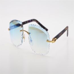 Vendre des verres sans bordure Diamond Cut 3524012-B Marble Purple Plank Sunglasses Fashion High Quality Metal Lunes mâles et femelles Ca276n