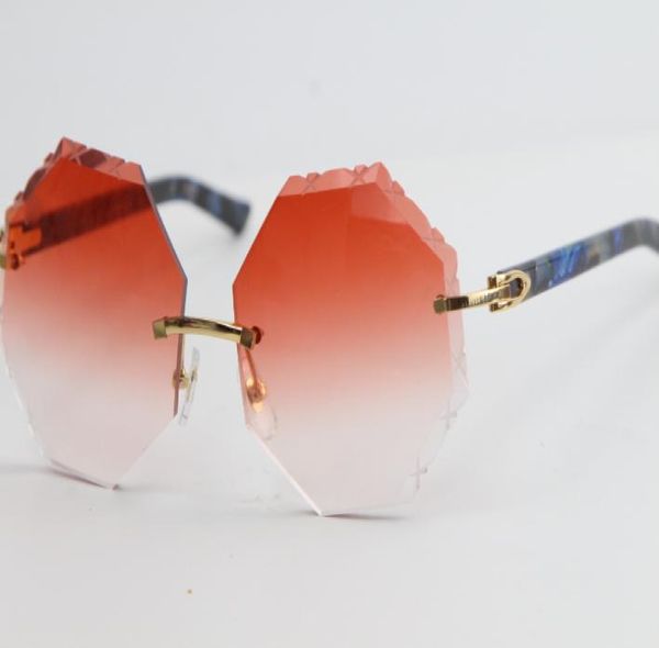Vente de lunettes de soleil sans monture Metal Mix Marble Blue Plank 4189706 Formes de lunettes géométriques Formes surdimensionnées uniques de haute qualité C Dec5004781