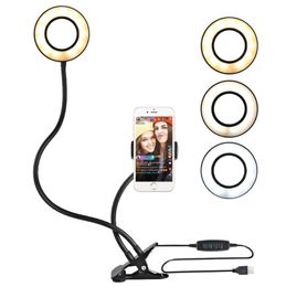 Selfie-ringlicht met mobiele telefoonhouder voor livestream en make-up LED-cameralicht met lange armen voor iPhone Andro9565586