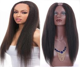 Vente soyeuse droite U partie perruque brésilienne vierge cheveux humains Yaki droite Upart perruque Remy cheveux partie centrale 130 densité Stock7160965