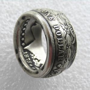 Verkoop van verzilverde Morgan Silver Dollar Coin Ring 'Heads' handgemaakt in maten 8-16 Hoge kwaliteit200D