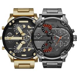 Vente de montres de sport militaires pour hommes 50mm grand cadran en acier inoxydable doré montre de mode hommes montre-bracelet de luxe reloj de lujo242q