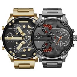 Verkopen Sport Militaire Heren Horloges 50mm Grote Wijzerplaat Gouden Roestvrij Staal Mode Horloge Mannen Luxe polshorloge reloj de lujo263M