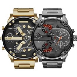Venta de relojes deportivos militares para hombre, reloj de pulsera de lujo de acero inoxidable dorado con esfera grande de 50mm, reloj de pulsera de lujo para hombre 270L