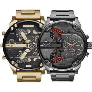 Verkopen Sport Militaire Heren Horloges 50mm Grote Wijzerplaat Gouden Roestvrij Staal Mode Horloge Mannen Luxe polshorloge reloj de lujo254d