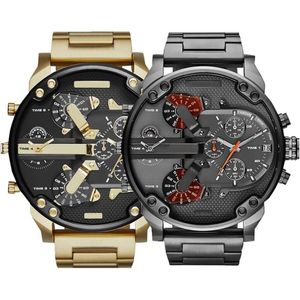 Verkopen Sport Militaire Heren Horloges 50mm Grote Wijzerplaat Gouden Roestvrij Staal Mode Horloge Mannen Luxe polshorloge reloj de lujo279E