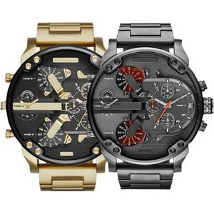Verkopen Sport Militaire Heren Horloges 50mm Grote Wijzerplaat Gouden Roestvrij Staal Mode Horloge Mannen Luxe polshorloge reloj de lujo311s