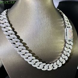 Vendre du collier de chaîne cubaine en argent sterling à travers des tests de diamant Moisanite Hip Hop Chunky Cuban Chains