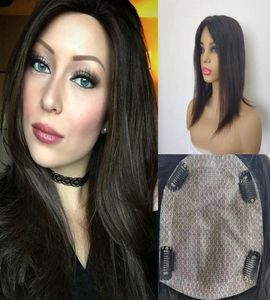 Verkopen Stock Natural Color Silk Base Human Hair Toppers voor dunner wordende haar Vrouwen 56 inch Cap Clip in Top Hairpiece8204576
