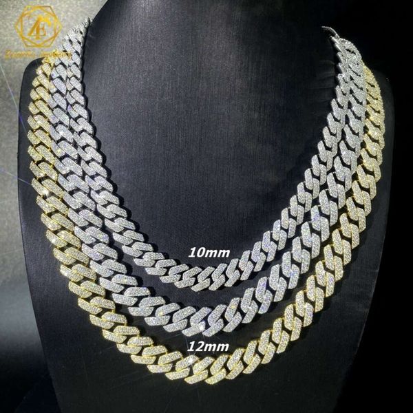 Vendre des bijoux de streetwear 925 Collier en diamant réel de la chaîne cubaine argentée 14k