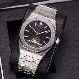 Vente style étanche volant d'inertie argent montres hommes 2 pointeur automatique montre mécanique montres-bracelets 270c