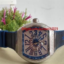 Vente de montres de sport pour hommes de luxe de qualité supérieure COLLECTION V 45 SC DT YACHTING Silver Diamond Case Blue Dial Automatic Mens 2157