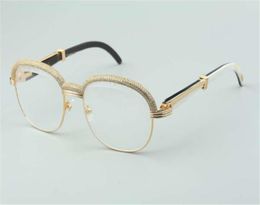 Venta de gafas de cuerno de búfalo mezcladas naturales de alta calidad, nuevo estilo, marco de cejas con diamantes de gama alta, 1116728A, tamaño 6018140mm6788560