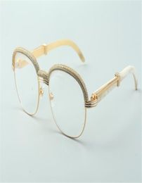 Venta de gafas de cuerno de búfalo blanco natural de alta calidad, nuevo estilo, marco de cejas con diamantes de alta gama, 1116728A, tamaño 6018140mm3203040