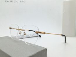 Selling vintage optische bril randloze lens pilot frame bril zakelijke mode avant-garde decoratieve brillen model 50011U