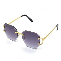 Venta de gafas de sol vintage irregulares sin marco con lentes de corte de diamante gafas retro moda diseño vanguardista uv400 color claro decorat249h