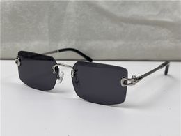 Venta de gafas de sol vintage lentes sin montura cadena trenzada y hebilla de cadena gafas de templo moda de negocios vanguardista uv400 gafas decorativas ligeras modelo 8418