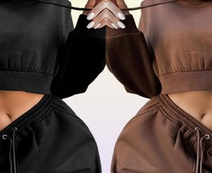 Vendre des femmes de 2 pièces Pantalons Pantalons Spire pour les dames Crop-top Sweat à sweat et jogger SETS2190929