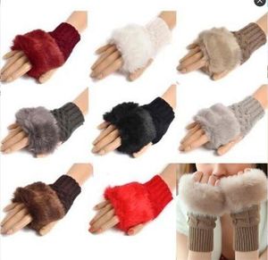 SellingWool mixte fourrure artificielle dames gant non spécifié tricoté au Crochet gant d'hiver plus chaud gants de soirée WO21