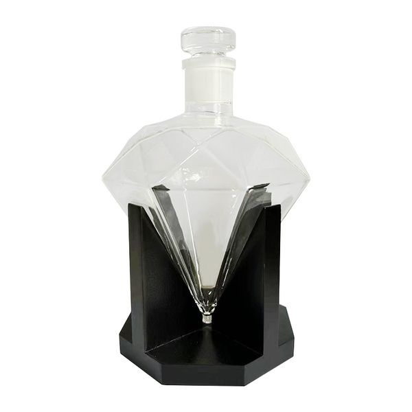 Vend des bouteilles en verre de whisky en forme de diamant, carafe à diamant, carafe à vin rouge