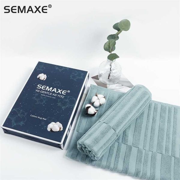 SEMAXE Tapis de Bain Ensembles de Serviette de Sol, 100% Coton Absorbant SPA Douche/Tapis de Baignoire, pour Salle de Bain Tapis Antidérapant, 2 Pièces, Tapis 211217