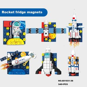 Sembo magnetische koelmiddel sticker bouwsteen wereld architectuur voedsel ruimtevaart bevroren decoratie kinderen creatief speelgoed 240428