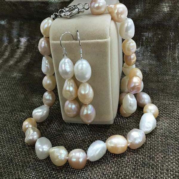 Pearls de arete de collar irregular semi barroco