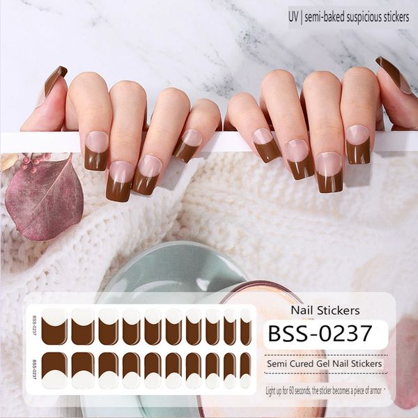 Autocollants pour ongles semi-personnalisés, bandes de couleur unie, autocollants imperméables pour vernis à ongles, enveloppes adhésives complètes, autocollants de décoration de manucure pour ongles en gel