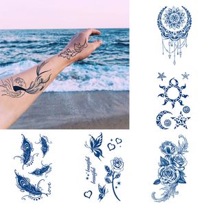 Tatuajes temporales impermeables semipermanentes Sun Star Moon Body Art Tattoo Sticker Full Fake Tatoo Mujeres Hombres