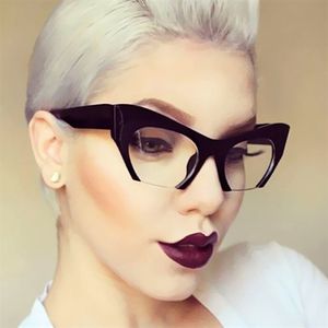 Semi-Randloze Cat Eye Brilmontuur Mode Retro Anti Blauw Licht Vrouwen Vintage Designer Clear Brilmonturen SG619