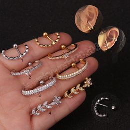 Pendientes de semental semicírculo de acero quirúrgico Percon perforamiento de la oreja arete de cartílago hélice para mujeres joyas de tornillo de concha