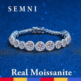 SEMNI 10CT Echte Moissanite Diamond Ronde armbanden voor vrouwen Girls Sparkling 925 Sterling Silver Luxury Fine Jewelry Foreverlove