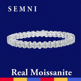 SEMNI Personnalisable Total 19.5ct 4*4mm Moissanite Tennis Bracelet pour Femmes Hommes 925 Sterling Silver Luxury Bangle Sparkle Diamond