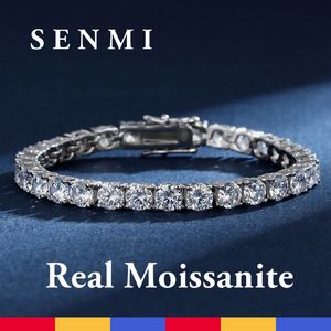 SEMNI Groothandel 5mm Moissanite Tennis Bracelet voor vrouwen grils 925 Sterling zilver wit goud armband bruiloft Sparkle Diamond Gra