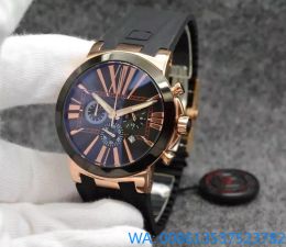 Senarding Black Limited horloge Individuele stijl Dual Time Exquisit Heren AAA Horloge Chronograaf Quartz Roman Marine Diver Hispania Horloge Hammerhead Blauwe rubberen band