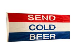 Stuur koud bier vlag Levendige kleuren UV-vervagingsbestendig Dubbel gestikt Decoratiebanner 90x150cm Digitale print Whole1943693