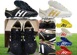 Envoyer avec des sacs de football Boots Adipure FG Classic Retro Leather Soccer Shoes Mens High Quality Black Blanc Gol Blue Red Yellow Trai9884008