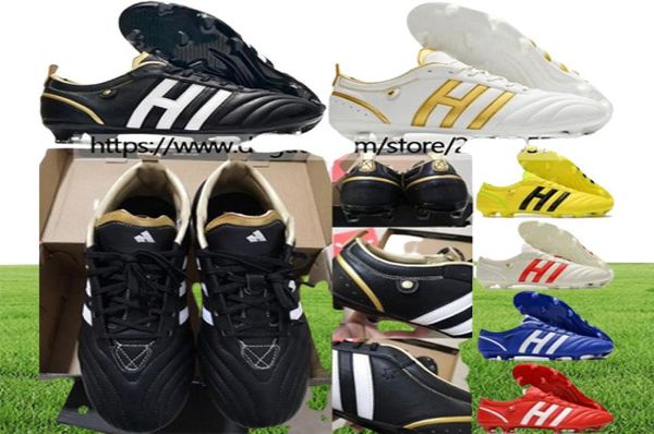 Envoyer avec des sacs de football Boots Adipure FG Classic Retro Leather Soccer Shoes Mens High Quality Black Blanc Gol Blue Red Yellow Trai6175285
