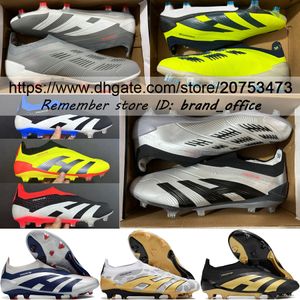 Envoyer avec des bottes de football de qualité des sacs 24 Elite 30th Anniversary FG Laceless Football Cilats Trainers Cuir Cuir Firm Firm Treen Socks Chaussures de football