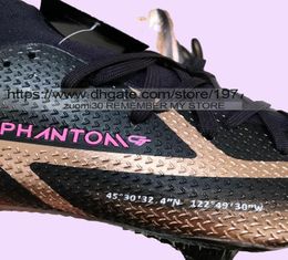 Envíe con bolsas de fútbol de calidad de bolsa Phantom GT2 Elite FG ACC calcetines Fútbol tacos para hombres al aire libre Tobillo de cuero suave CO7374605