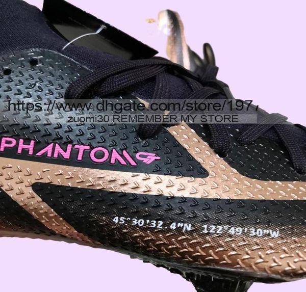 Envíe con bolsas de fútbol de calidad de bolsa Phantom GT2 Elite FG ACC calcetines de fútbol tacos para hombres al aire libre Tobillo de cuero suave CO8837840
