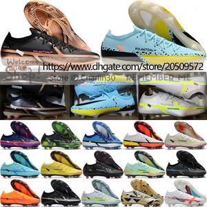 Enviar con bolsa Botas de fútbol de calidad Phantom GT2 Elite FG Versión baja Neymars Botines de fútbol Hombres Copa del mundo Cuero suave Cómodo Lithe Training Soccer Shoes EE. UU. 6.5-12