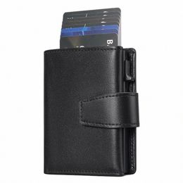 SENDEFN GOLICINE CUIR RFID CARTE SOLDER MEN portefeuilles antift Pocket Pocket Smart Portefes pop up Male Purse MEY Sacs 5257 V8AY #