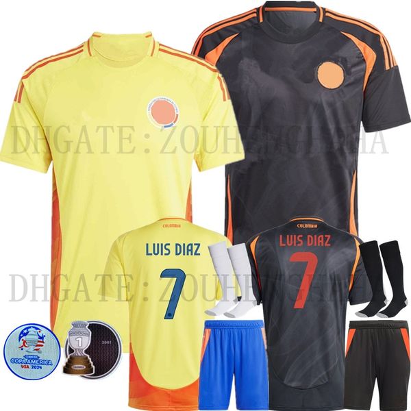 Camisetas Colombia James Soccer Jerseys Kit Player Version 2024 Copa America Columbia National Team Home Away Kids Luis Luis Diaz Cordoba M.Cassierra Football Shirt