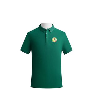 Polos nationaux du sénégal pour hommes et femmes, chemise haut de gamme en coton peigné, double perle, couleur unie, T-shirt décontracté en éventail