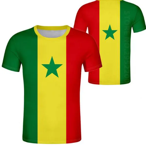Sénégal t-shirt jeunesse sur mesure nom numéro Sen Nation drapeau Sn français pays collège imprimer texte Photo Logo vêtements décontractés