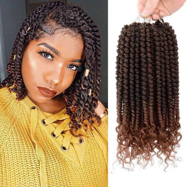 12 pouces sénégalais printemps torsion crochet cheveux boucle fin bombe torsion crochet cheveux synthétiques extensions de cheveux moelleux printemps torsion crochet tresses 12 brins / pcs LS27