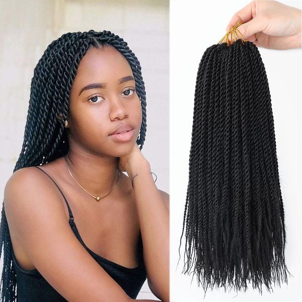 Senegalese Twist Crochet Hair Braids 14 18 22 Pulgadas Small Crochet Twist Trenzado Cabello Senegalese Twists Peinados para mujeres negras