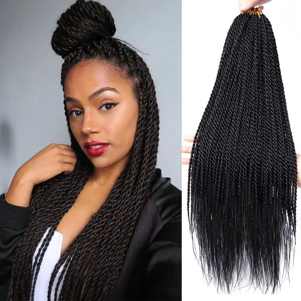 Senegalese Twist Crochet Hair Senegalese Twist Trenzas de ganchillo pre looped para mujeres negras 14 18 22 pulgadas Cabello trenzado de giro pequeño 30 hebras